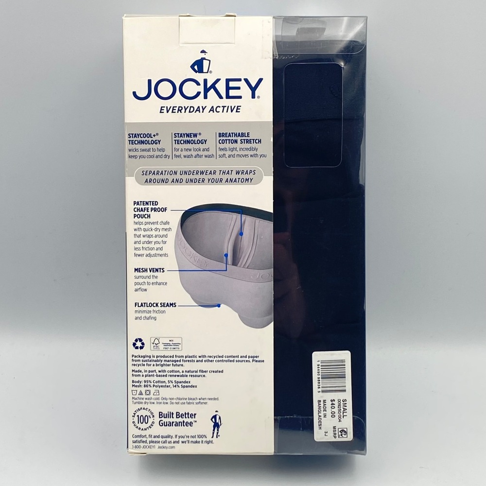 JOCKEY Men's Small Chafe Proof Pouch Cotton Stretch Black Boxer Briefs 3-Pack - Picture 3 of 4